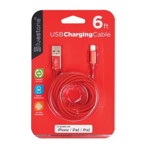 6 Foot Apple Lightning Sync & Charge Cable - Red