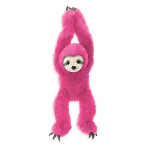 Plush Sloth with Velcro Hands - Hot Pink
