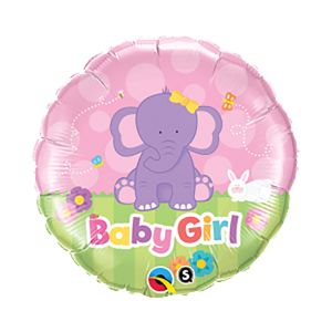 Baby Girl Elephant Foil Balloon - Bagged