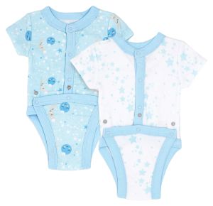 2-Piece Preemie Cotton Diaper Vests - Blue