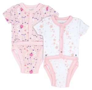 2-Piece Preemie Cotton Diaper Vests - Pink