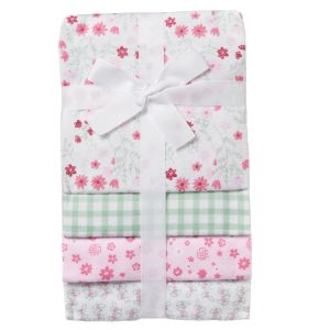 4-Piece Cotton Flannel Receiving Blanket Set - Pink