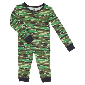 Boy's 2-Piece Polysuede Pajama Set - Green Camo