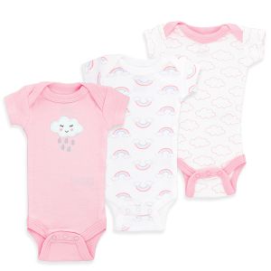 3-Pack Preemie Bodysuits - Pink Cloud