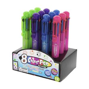 8-Color Retractable Pen - 12 Count Display