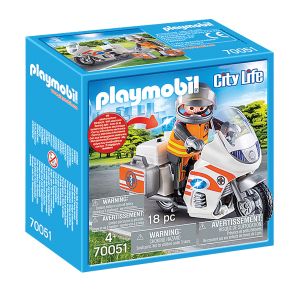 Playmobil City Life - Emergency Motorbike with Flashing Lights