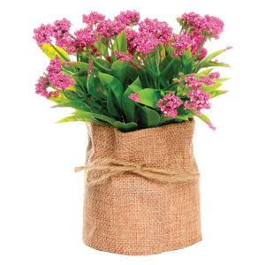 Artificial Flowers in Burlap Bag - Pink