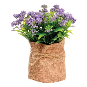 Artificial Flowers in Burlap Bag - Purple