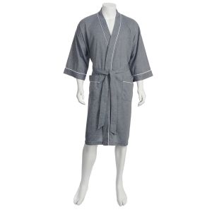 Unisex Waffle Kimono Robe - Gray