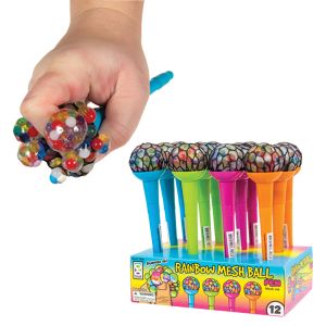 Rainbow Mesh Ball Pen - 12 Count Display