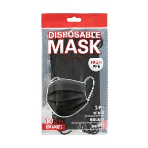 3-Ply Disposable Face Mask - 10 Count - Black