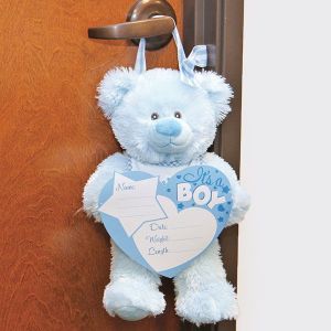 Baby Boy Announcement Bear with Board and Markers