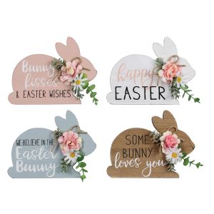 Wood Bunny Shaped Tabletop Signs