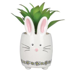 Ceramic Planter with Faux Succulent - Bunny