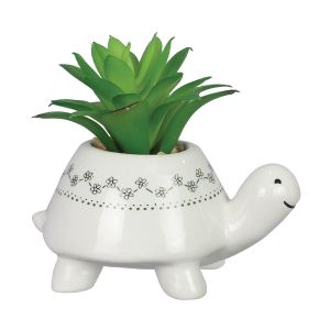 Ceramic Planter with Faux Succulent - Turtle