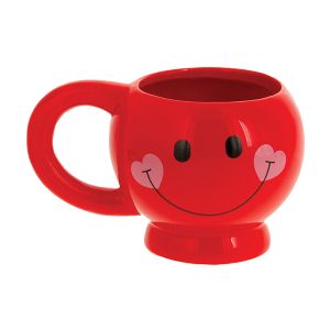 Ceramic Smiley Face Mug - Red