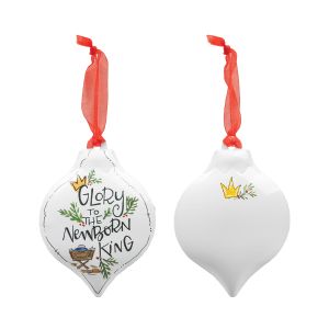 Teardrop Metal Christmas Ornament - Glory to the Newborn King