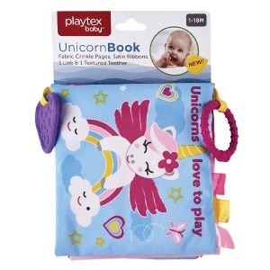 Unicorn Soft Cloth Crinkle Book with Textured Teether