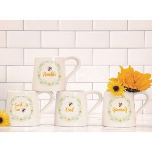 Ceramic Mugs with Bee Accents
