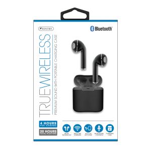 Bluetooth TrueWireless Earbuds With Portable Charging Case - Black