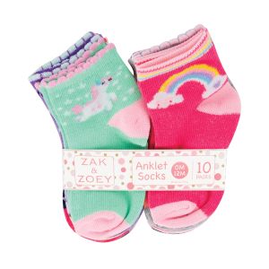 10-Pair Baby Ankle Socks - Girl