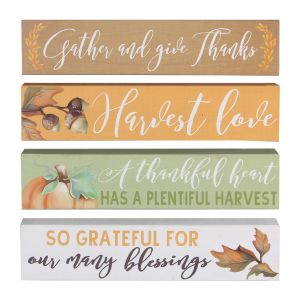 Wood Mini Block Tabletop Signs - Fall and Harvest
