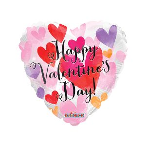 Valentine's Day Watercolor Hearts Foil Balloon