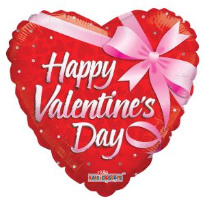 Happy Valentine's Day Bow Jumbo Heart Foil Balloon