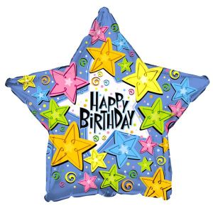 Happy Birthday Stars Foil Balloon - Bagged