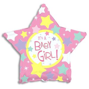 It's a Baby Girl Pink Star Foil Balloon - Bagged