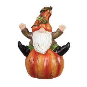 Gnome On Pumpkin Tabletop D&#233;cor