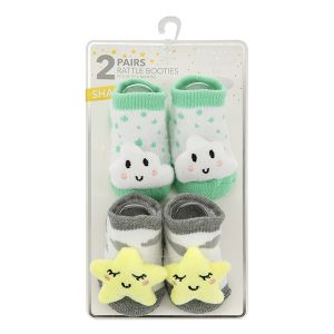 2-Pack Rattle Booties - Stars & Clouds