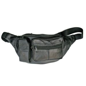 Leather Waist Pouch with Cell Phone Pocket