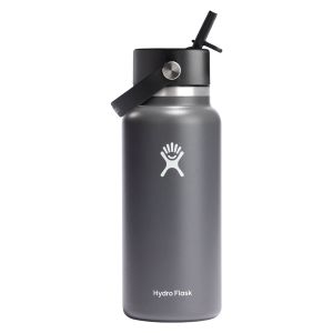 Hydro Flask 32 Oz Wide-Mouth Water Bottle with Flex Straw Lid - Stone