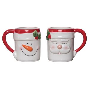 Ceramic Santa and Snowman Mugs