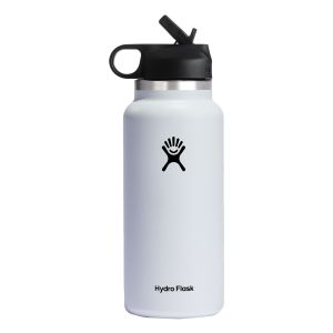 Hydro Flask 32 oz Wide-Mouth Water Bottle with Straw Lid - White