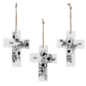 Ceramic Hanging Floral Cross
