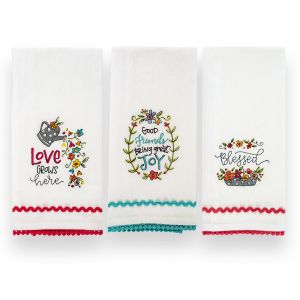 Floral Embroidered Kitchen Towels
