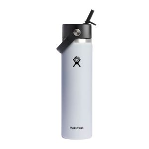 Hydro Flask 24 Oz Wide-Mouth Water Bottle with Flex Straw Lid - White