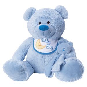 Baby Mouflez Bear with Bib and Lovey - Blue