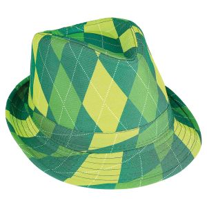 St Patrick's Day Green Plaid Fedora Hat