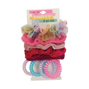 9-Piece Hair Set - Scrunchie and Coil Bands