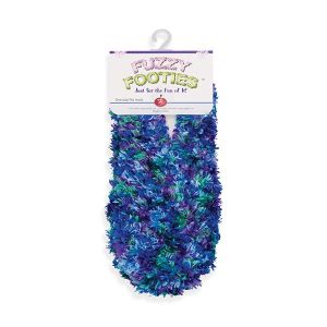 Adult's Fuzzy Fashion Footies - Blue and Green and Purple