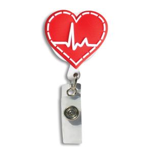 3D Rubber Retractable Badge Reel - EKG Heart