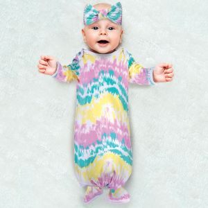 Photo Op Baby Headband and Gown Set - Pastel Tie-Dye