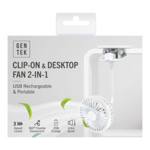 Gen Tek USB Rechargeable Clip-On Fan