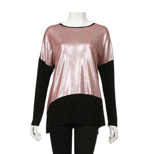 Abstract Metallic Long Sleeve Tunic - Pink
