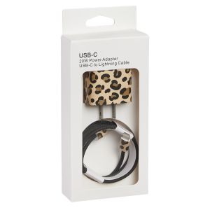 USB-C to Apple Lightning Patterned Cable and Wall Charger - Cheetah