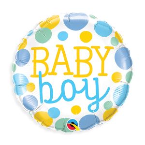 Baby Boy Polka Dots Foil Balloon - Bagged