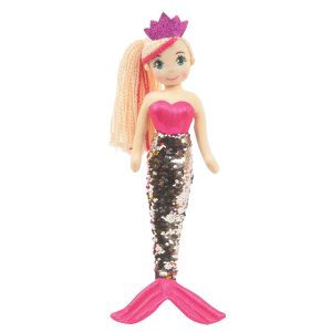 Adalina Mermaid Plush Doll With Rainbow Reversible Sequin Tail